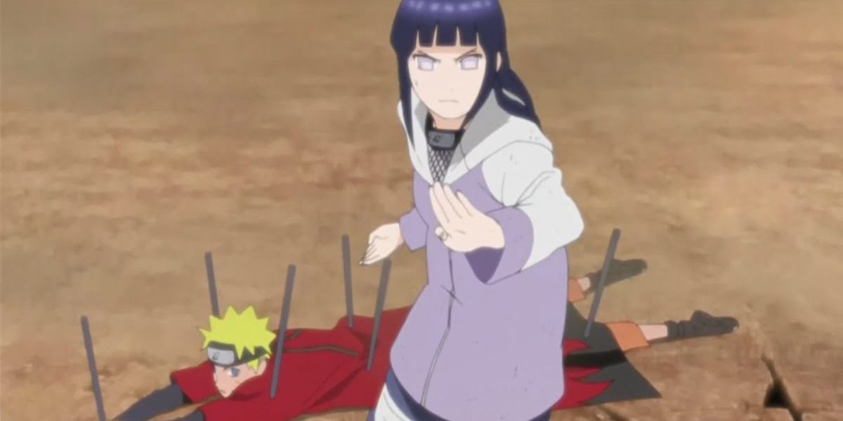 Hinata tries to save Naruto