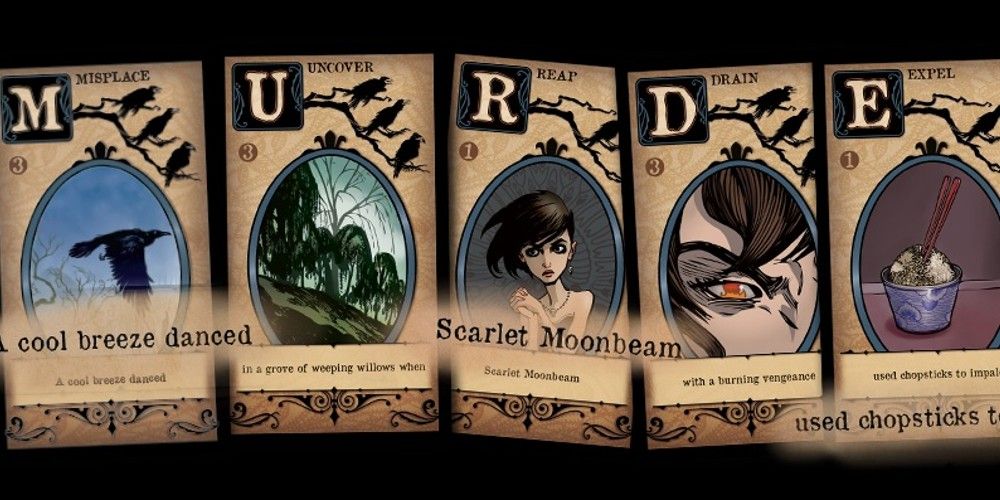 Cards from the game Murder of Crows