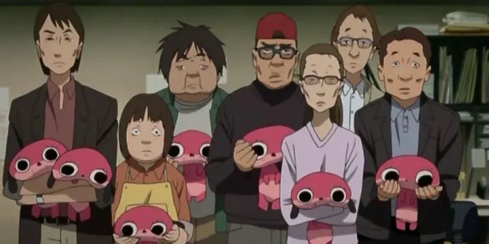 The residents with their dog dolls in Paranoia Agent