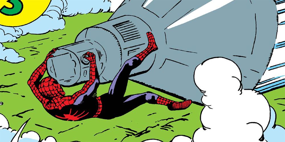 Spider-Man saves a space capsule in Amazing Spider-Man #1