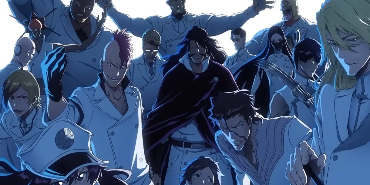 sternritters assembled in the bleach anime with yhwach in the middle