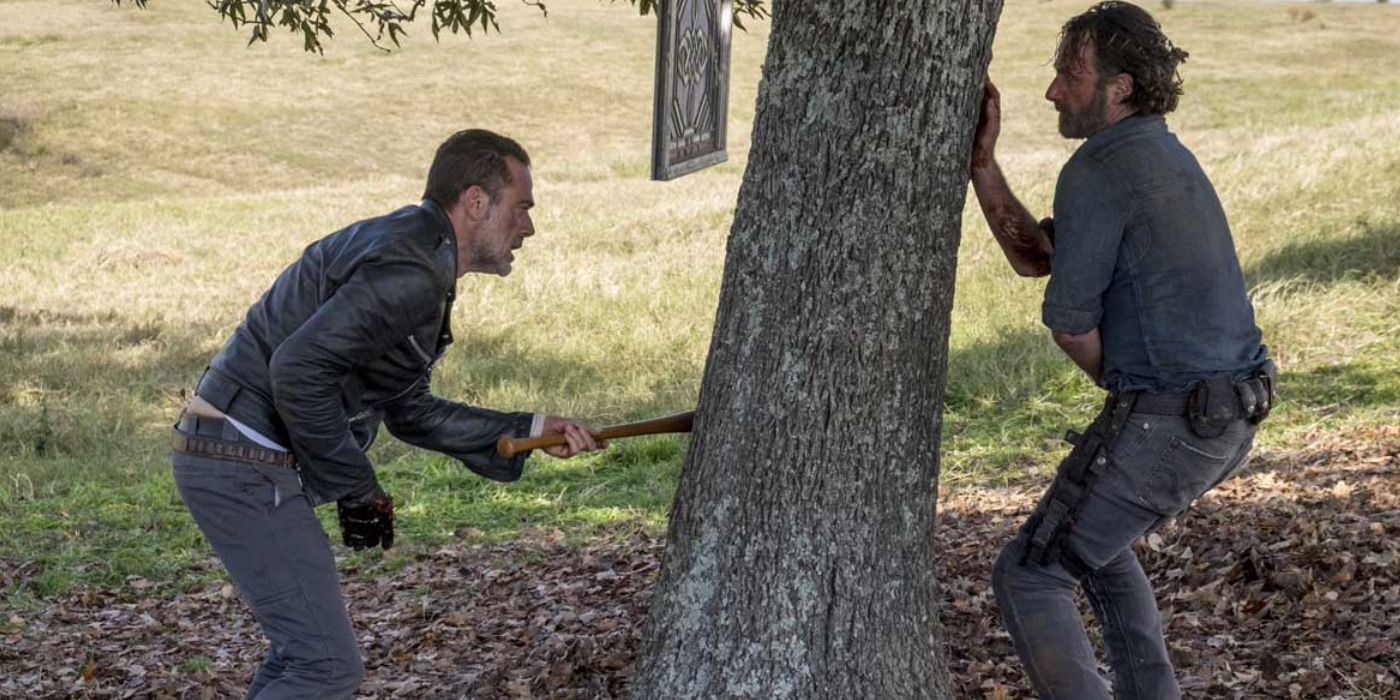 Rick and Negan fight on The Walking Dead