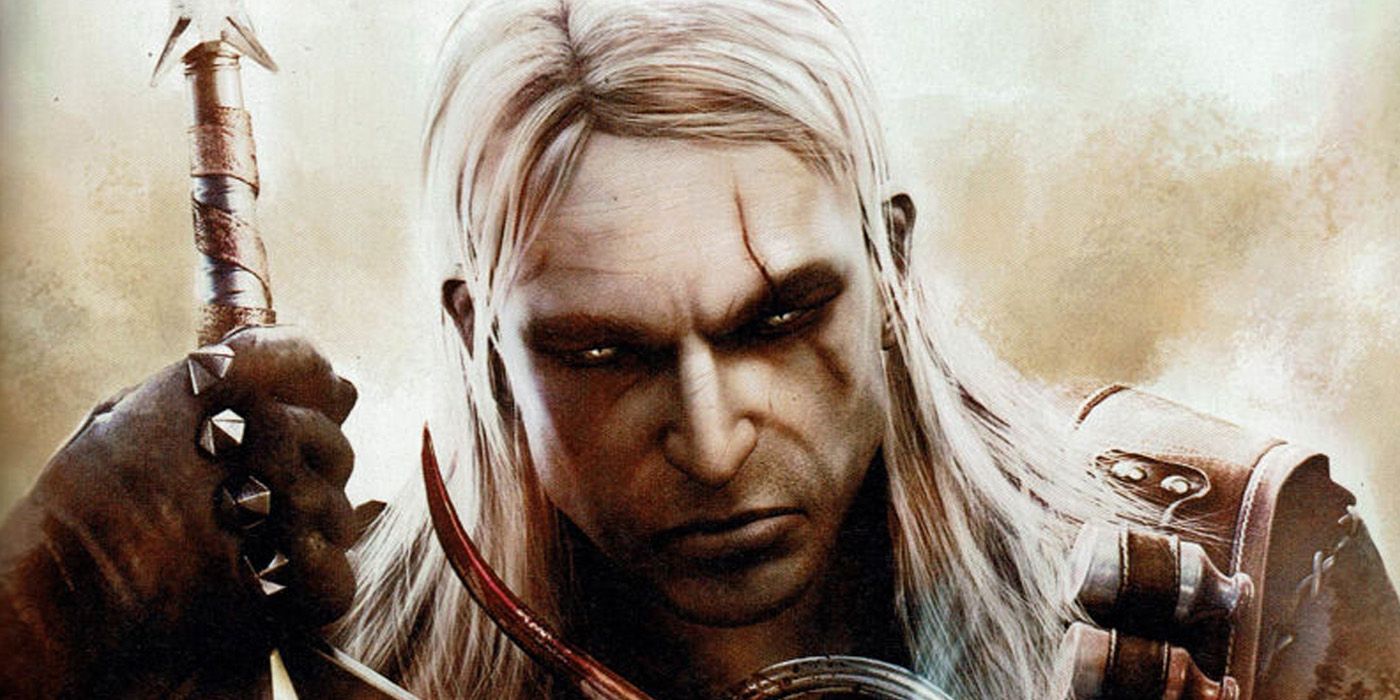 The Witcher: Official artwork of Geralt of Rivia for the original game.