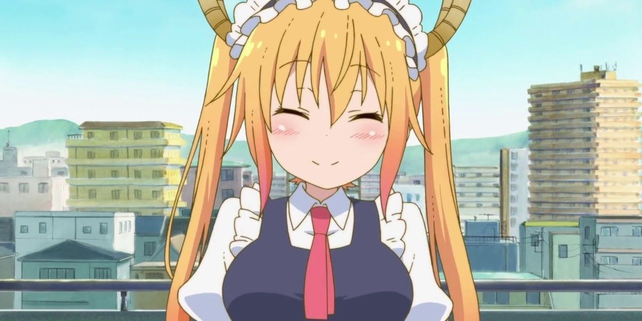 Tohru looking happy in Miss Kobayashi's Dragon Maid.
