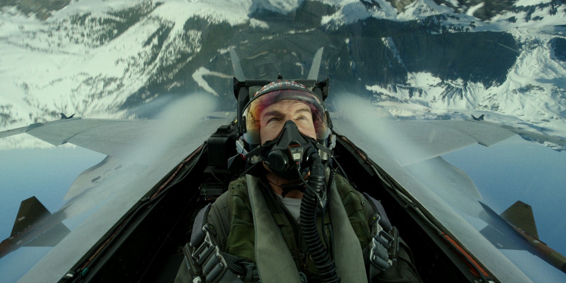 Tom Cruise flying a plane in Top Gun: Maverick