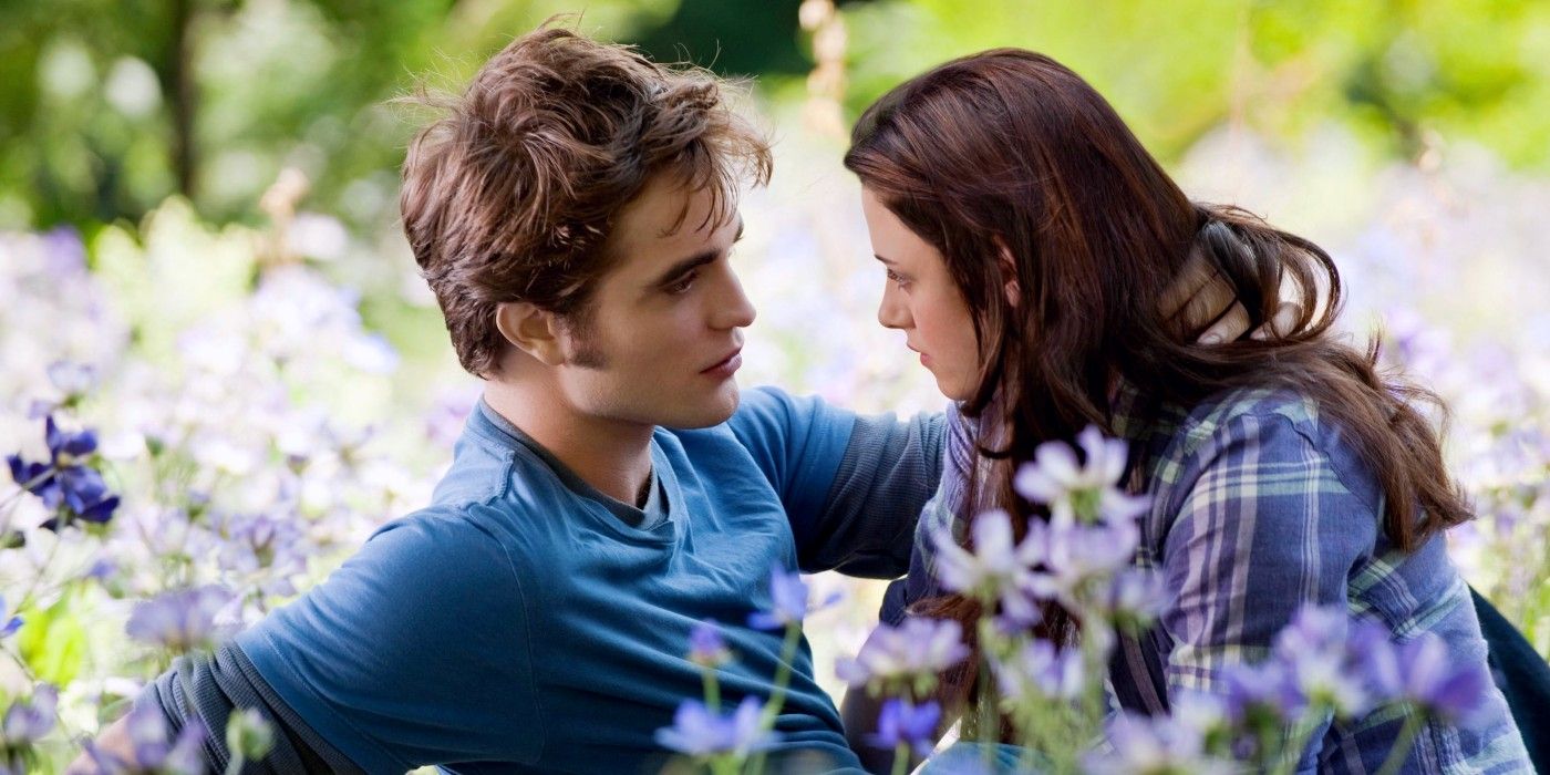 Bella and Edward from Twilight in their meadow.