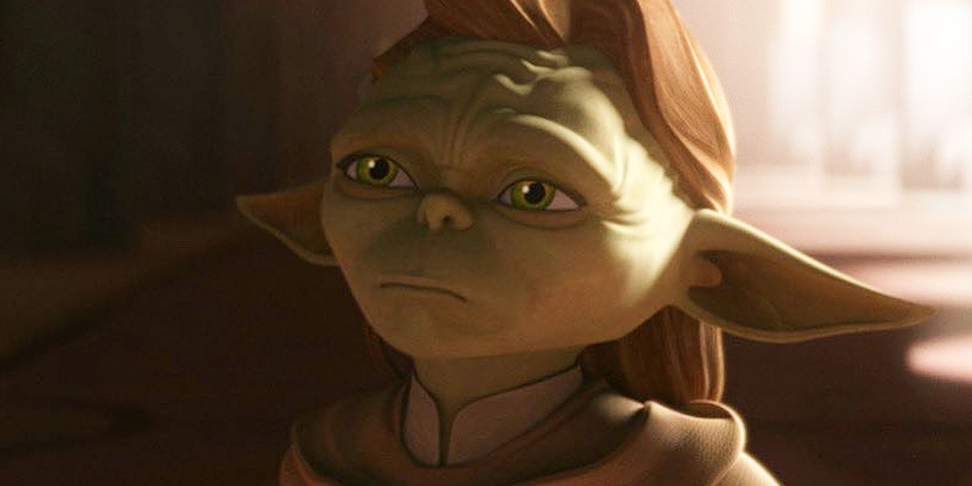 Star Wars: Tales of the Jedi: A closeup of Yaddle, who is voiced by Bryce Dallas Howard.
