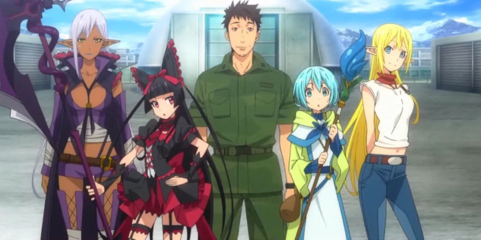 The main cast of the GATE anime