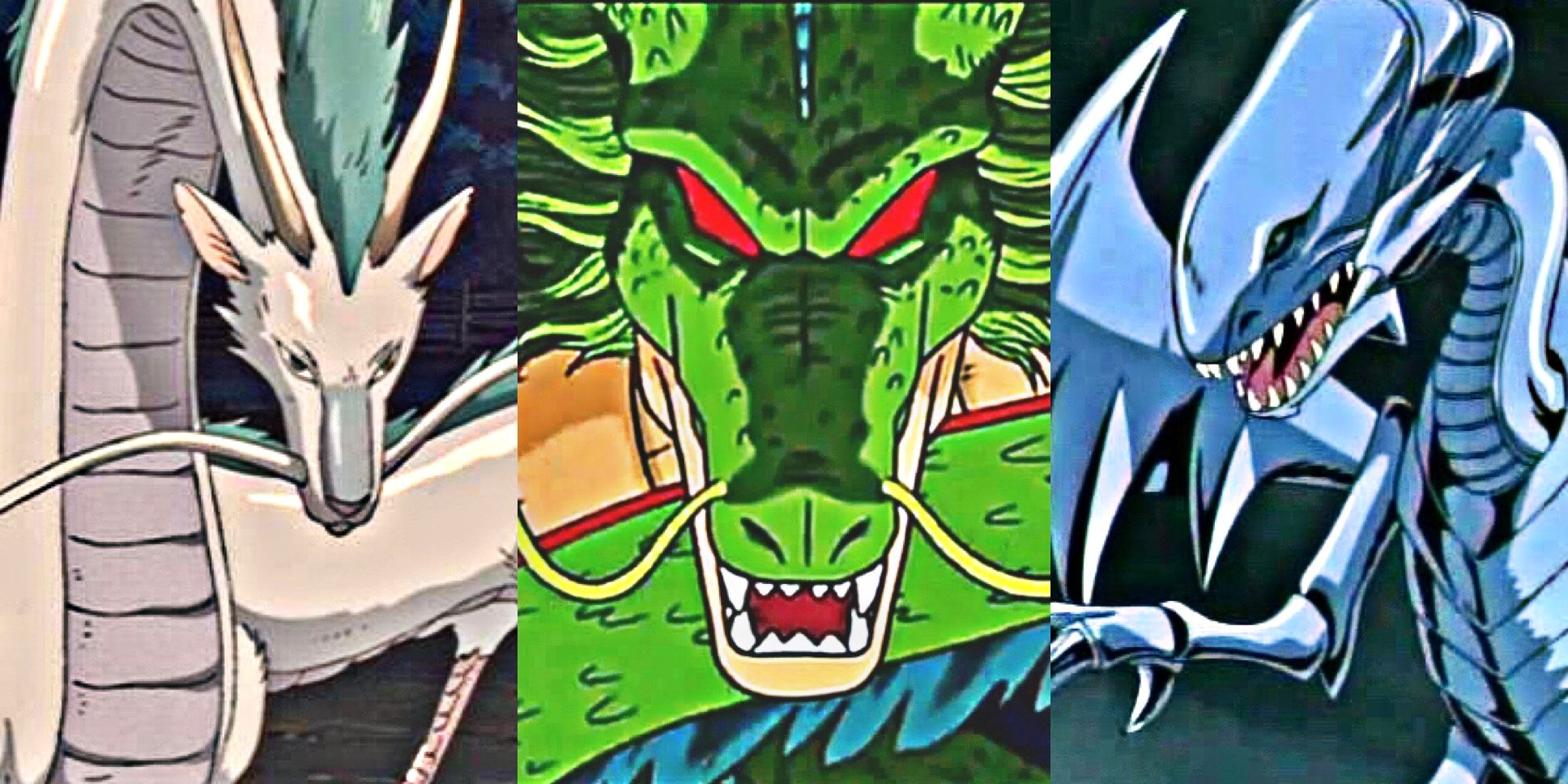 Haku from spirited away, Shenron from Dragon Ball, Blue Eyes White Dragon from Yu-Gi-Oh!