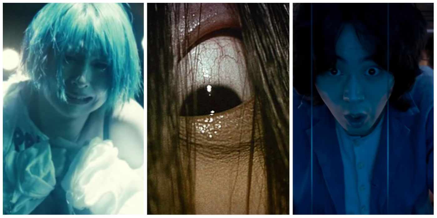 A split image of Forest of Love's Kiyoko, Ringu's Sadako, and Cube's Trap