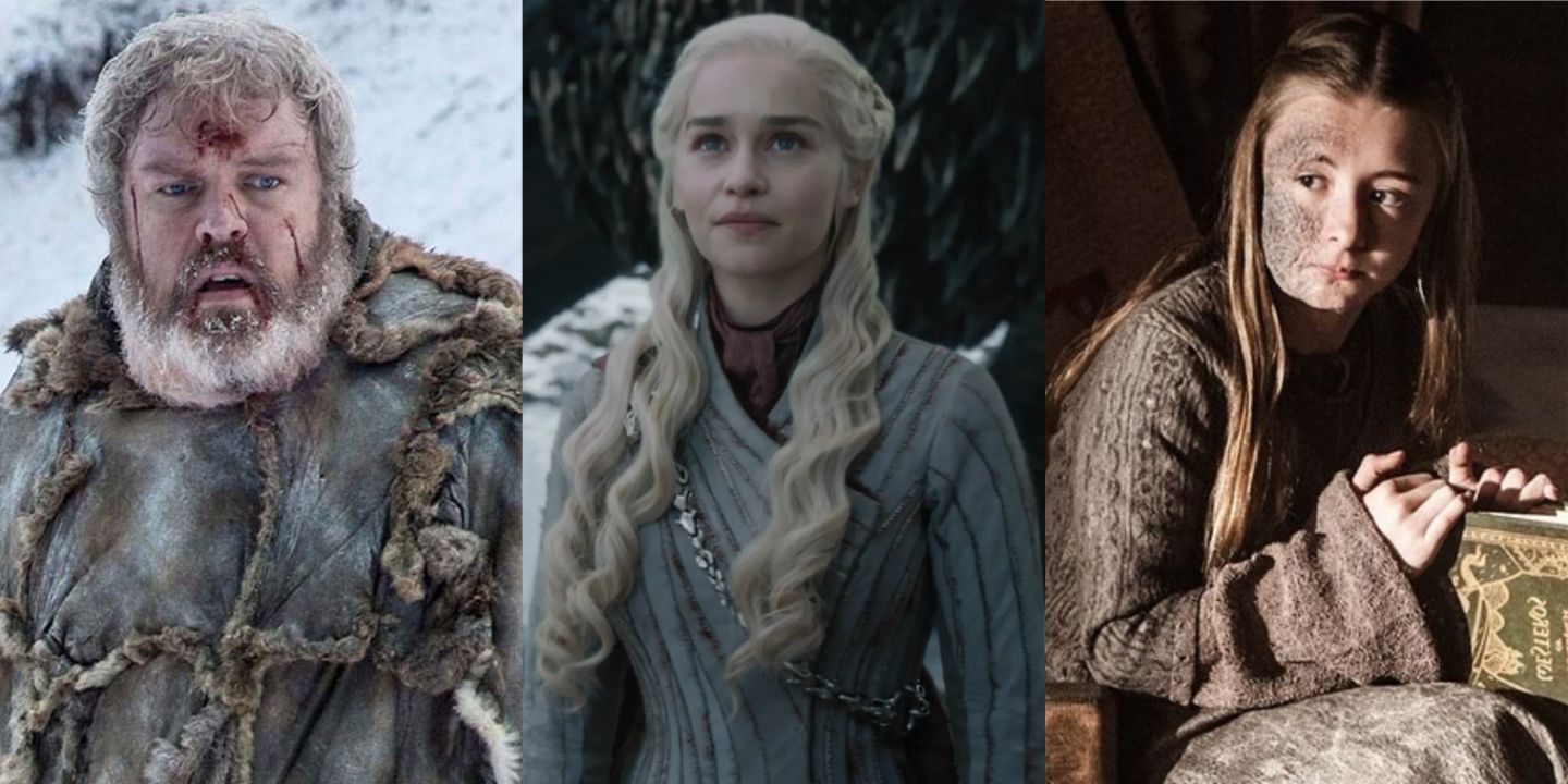 A split image of Hodor, Daenerys Targareyn, and Shireen Baratheon in Game of Thrones