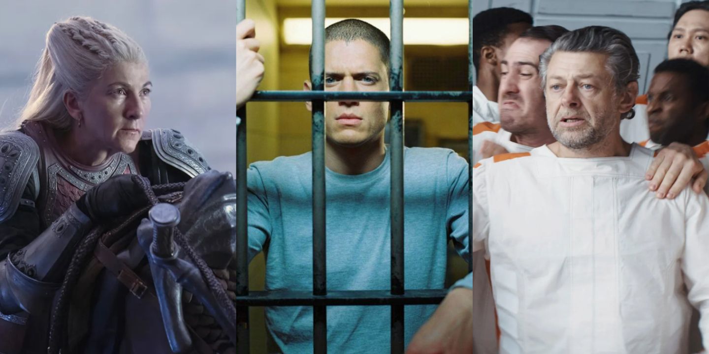 A split image of Rhaenys in House of the Dragon, Michael Scofield in Prison Break, and Kino in Andor