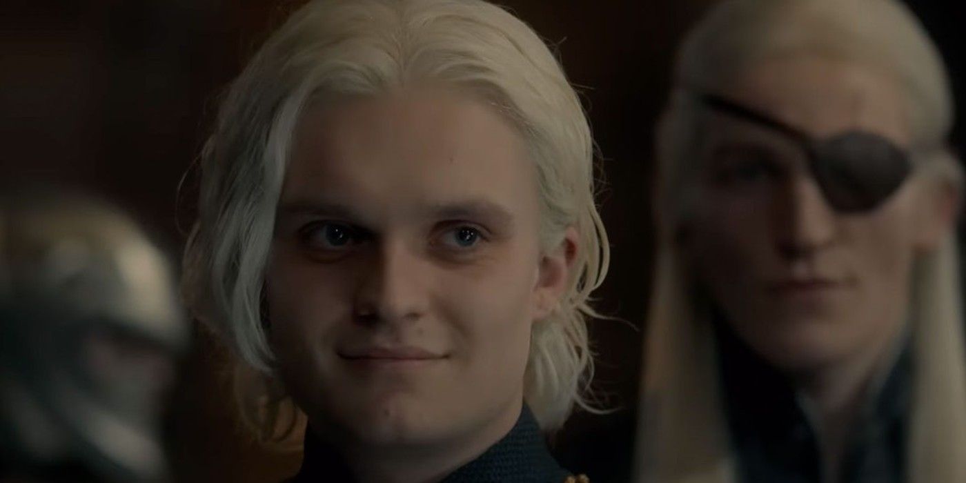 Aegon Targaryen smiling smugly in HOTD