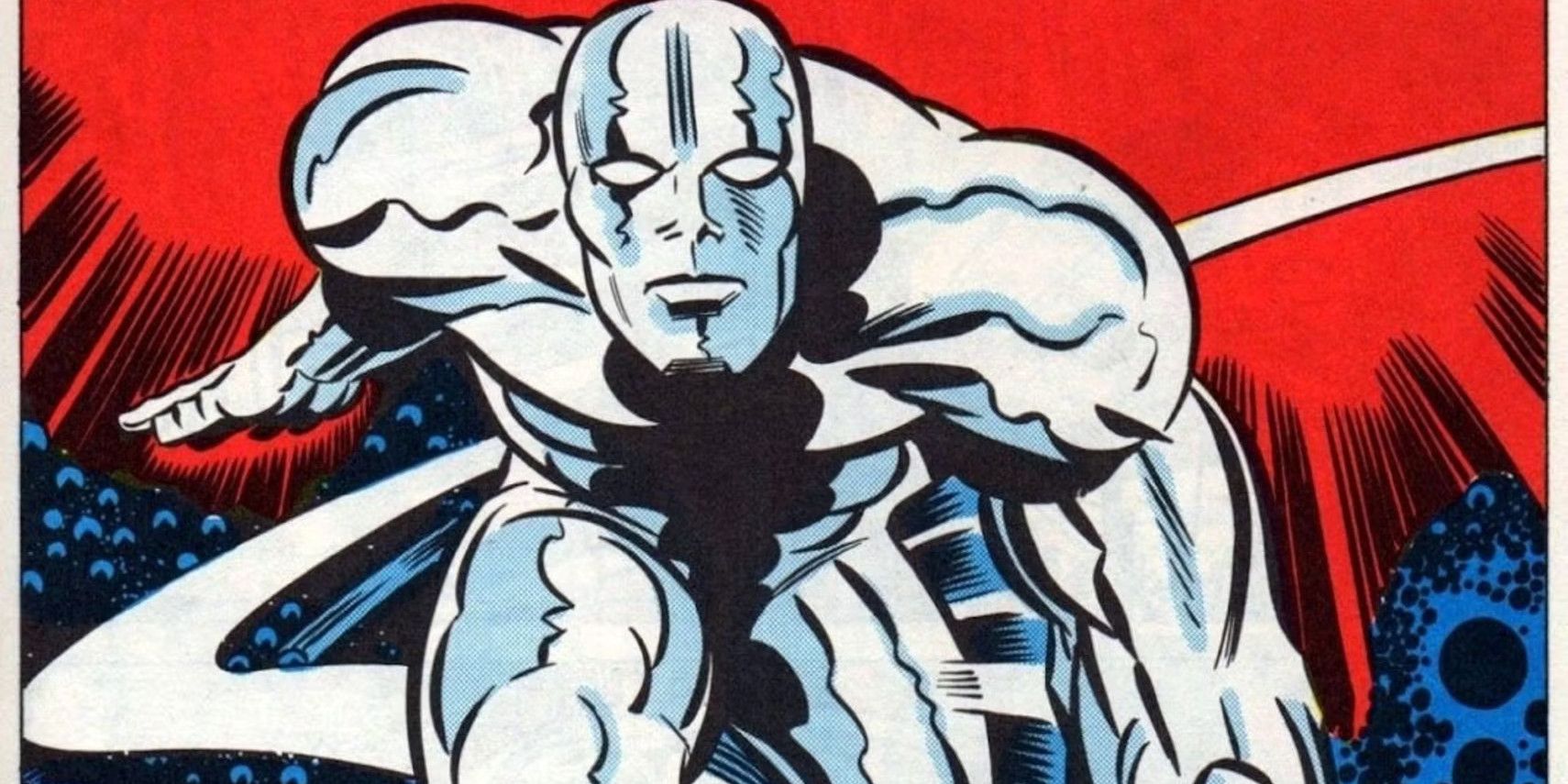 The Silver Surfer flying through the cosmos in Marvel Comics