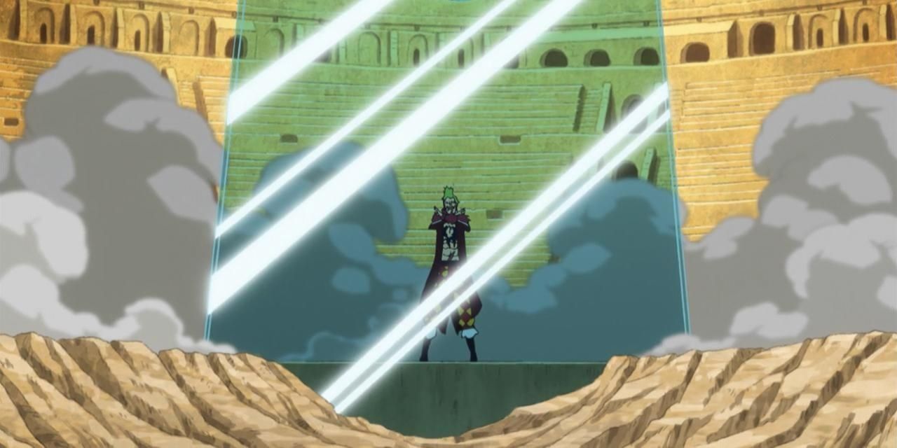 Bartolomeo using the Barrier-Barrier Devil Fruit in One Piece.