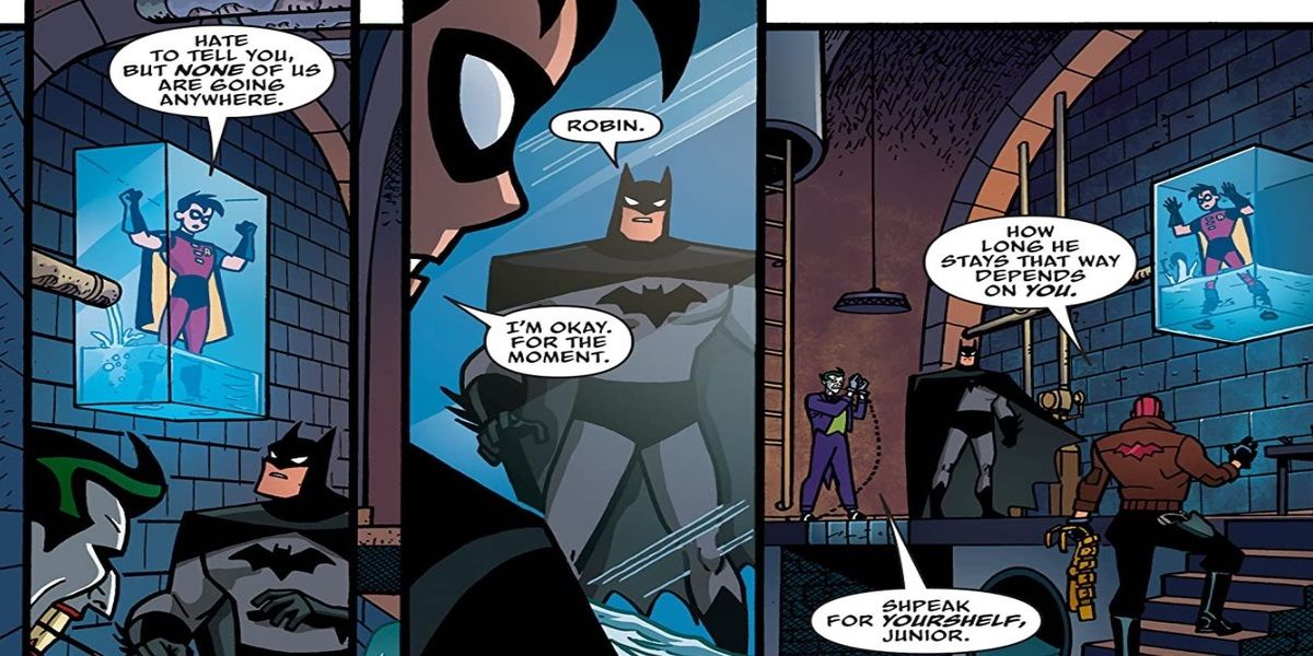 Jason Todd has the Joker and Robin in a death trap in Batman: The Adventures Continue #14