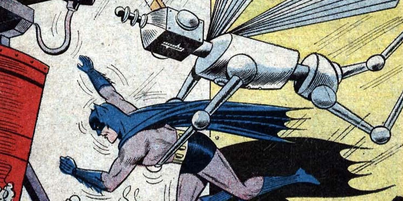 Batman being saved by his Robot-Guardian