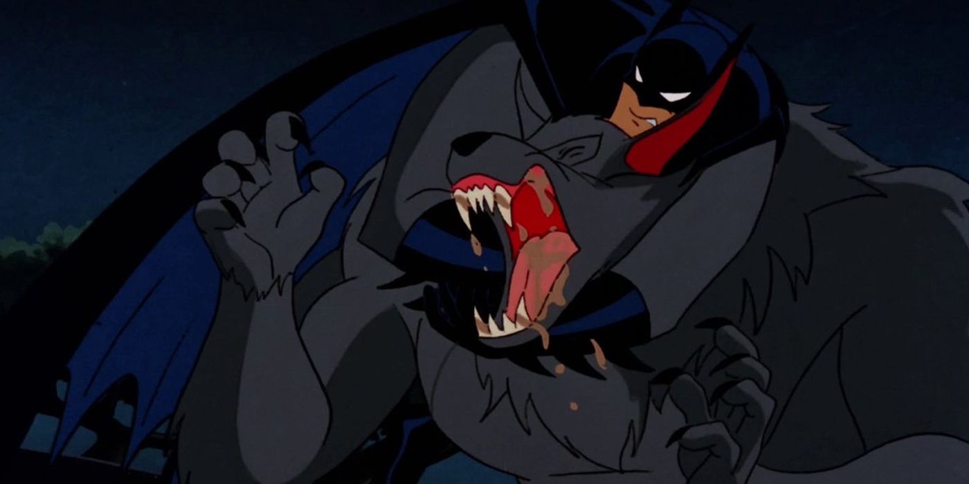 Batman fighting a werewolf in The Animated Series.