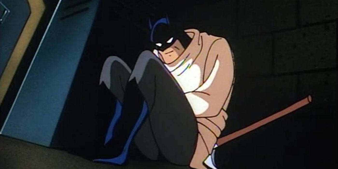 Batman wearing a straightjacket in Batman: The Animated Series.