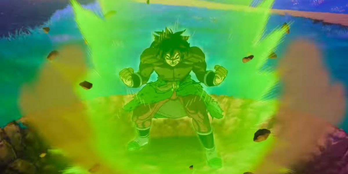 Broly powering up on Beerus' planet in Dragon Ball Super Super Hero