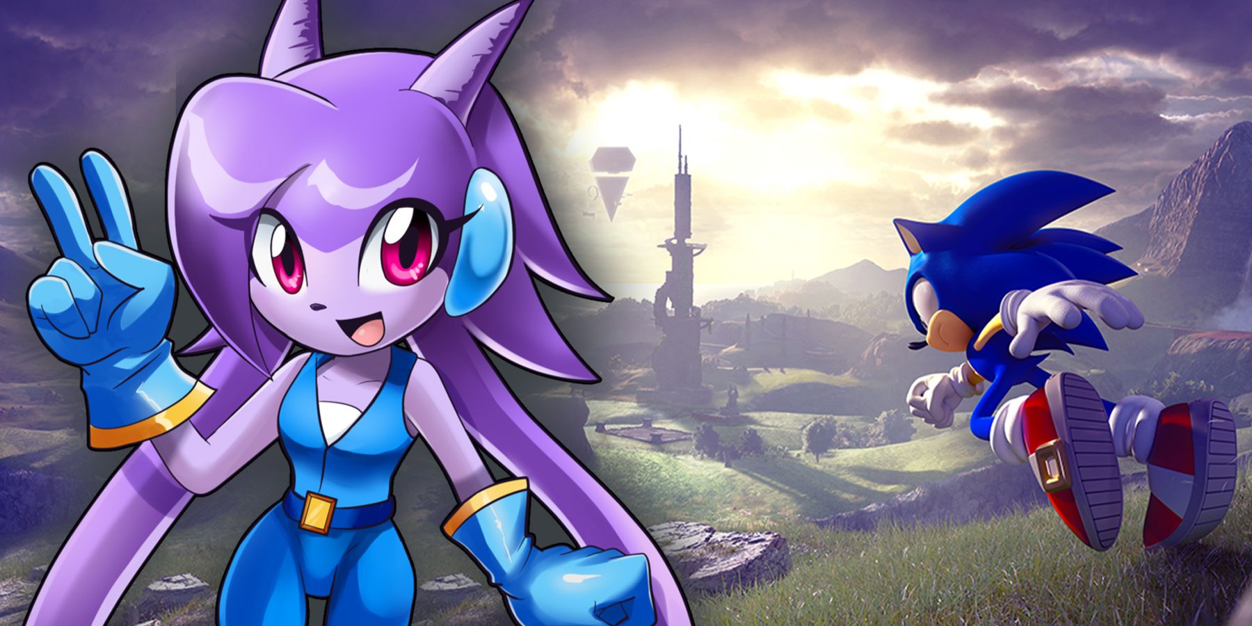 Lilac from Freedom Planet on a Sonic Frontiers poster