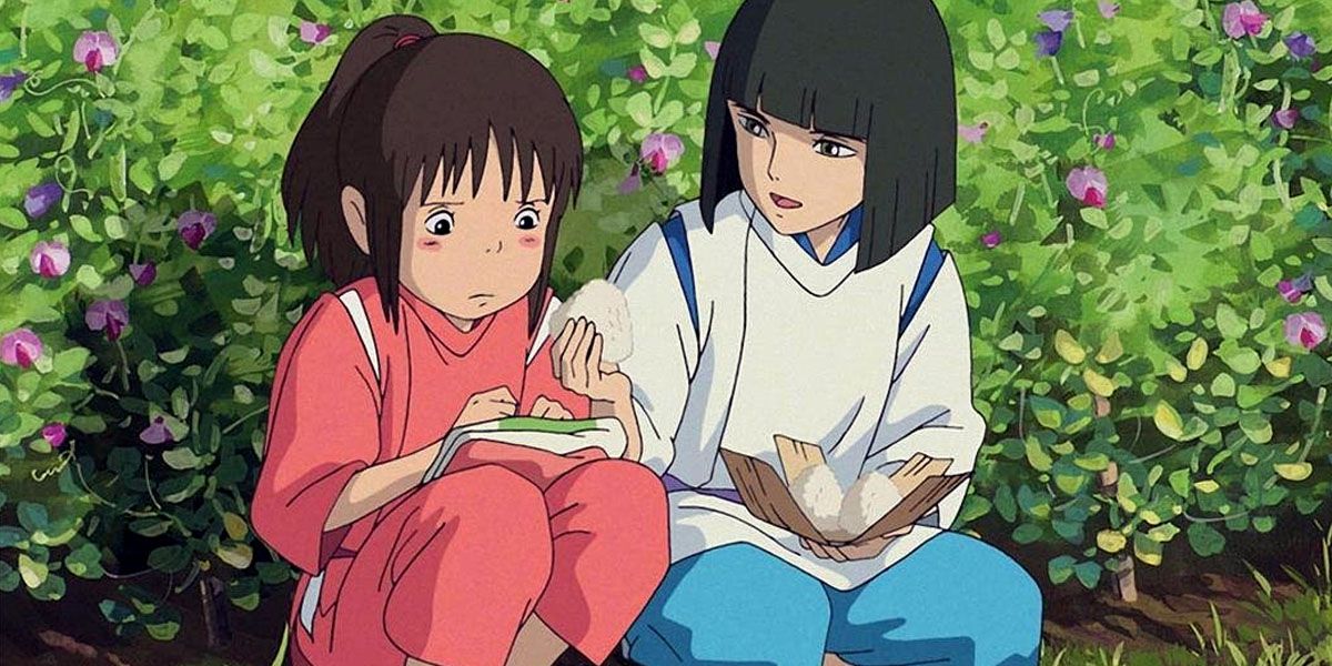 Chihiro Ogino and Haku eating in Spirited Away.