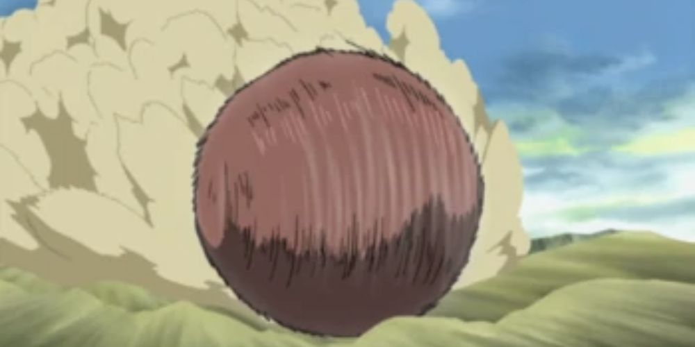 Choji Akamichi Barrels Forward Using The Human Boulder Jutsu, Naruto Shippuden