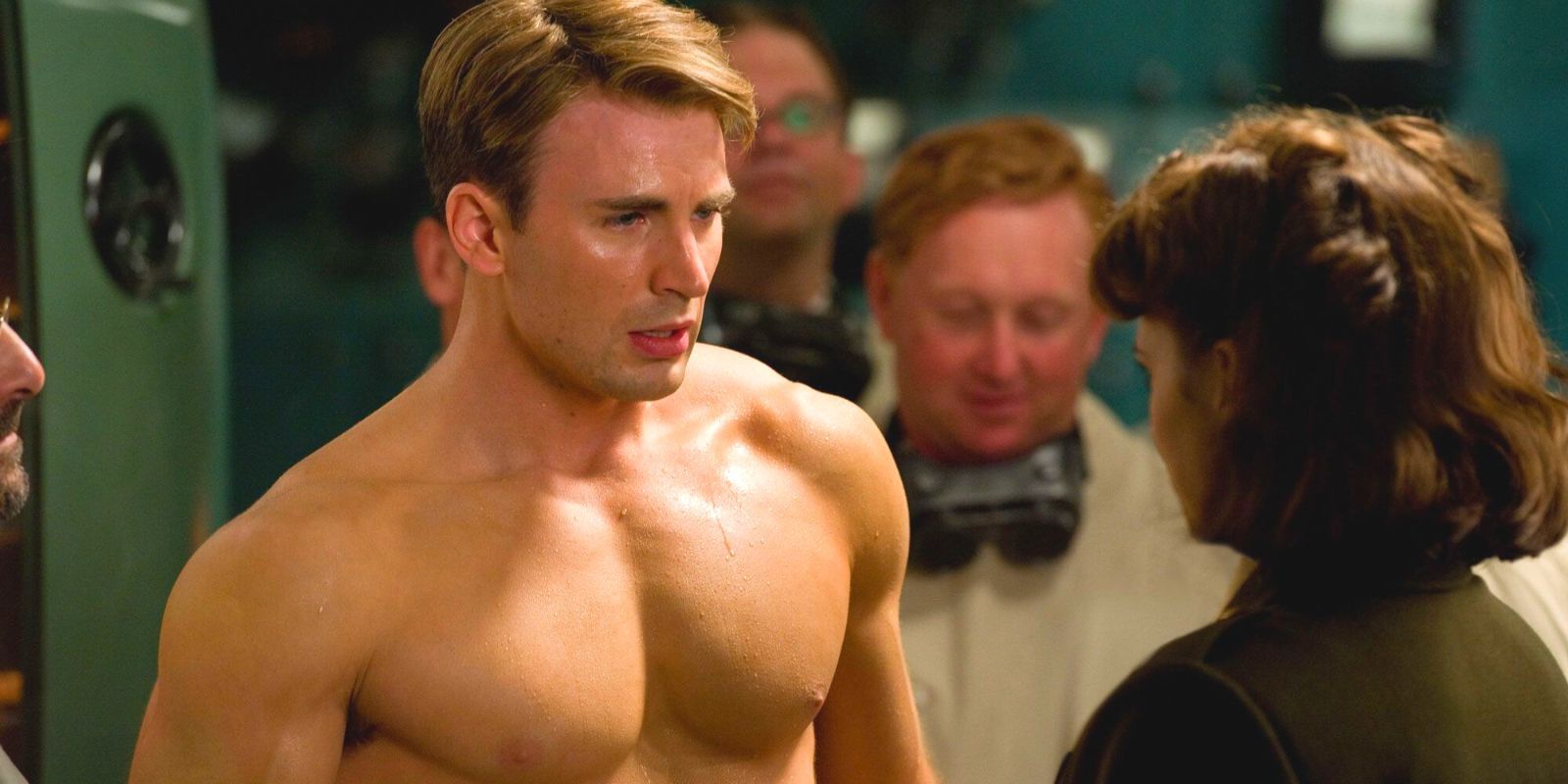 A shirtless Chris Evans in Captain America: The First Avenger