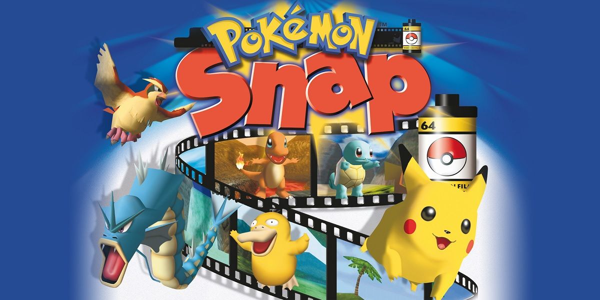 Official key art for the original Pokémon Snap featuring a collage of unique species.