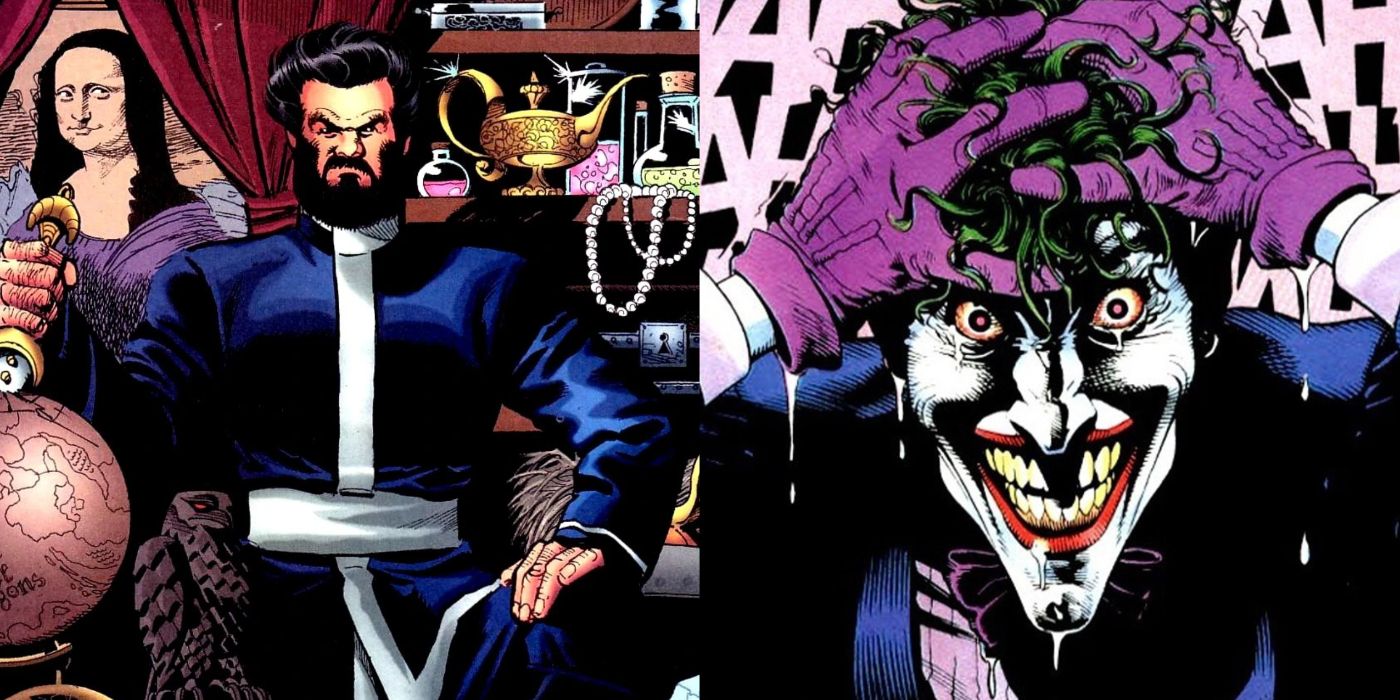 A split image of DC Comics' Vandal Savage and the Joker