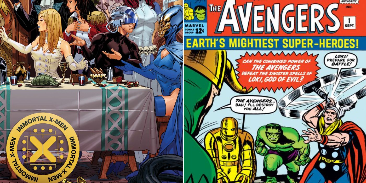 A split image of Marvel Comics' Immortal X-Men #1 and The Avengers #1 (1963)