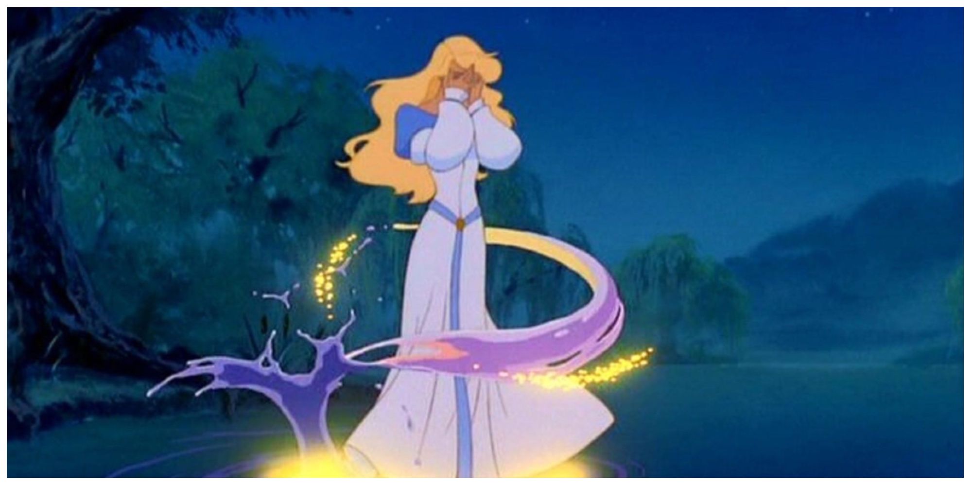 Odette transforms into a swan in The Swan Princess