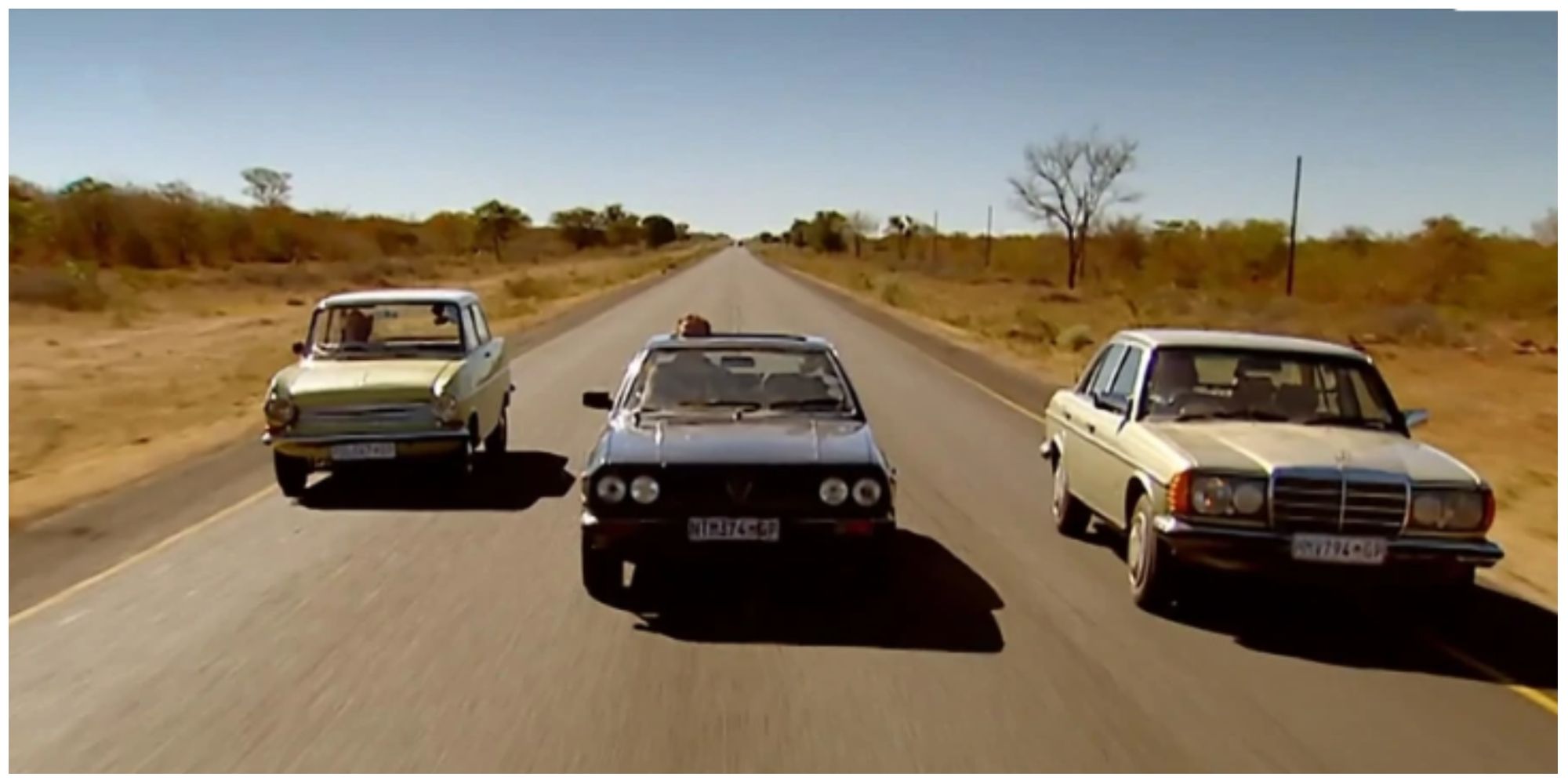 Top Gear Botswana Special three cars on road