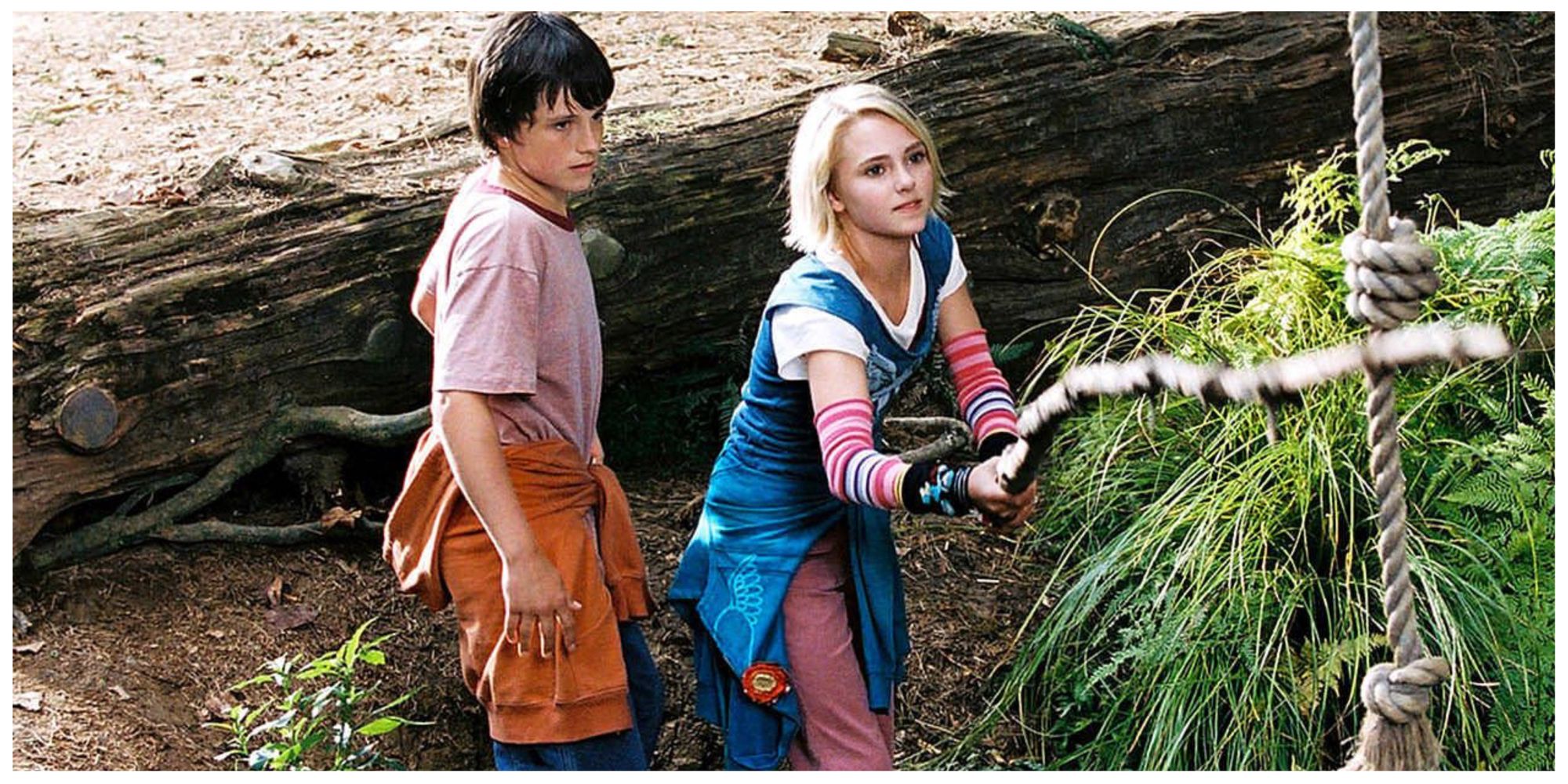 Leslie and Jess crossing their bridge in Bridge to Terabithia.