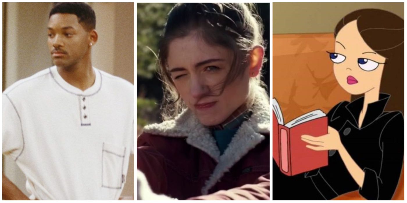 Split-image: Will Smith (The Fresh Prince of Bel Air), Nancy Wheeler (Stranger Things), Vanessa Doofenshmirtz (Phineas and Ferb)