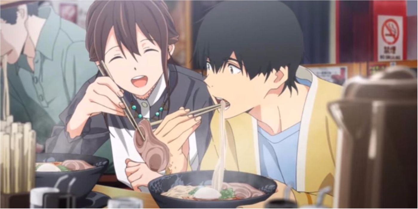 Haruki and Sakura eating ramen in I Want to Eat Your Pancreas 