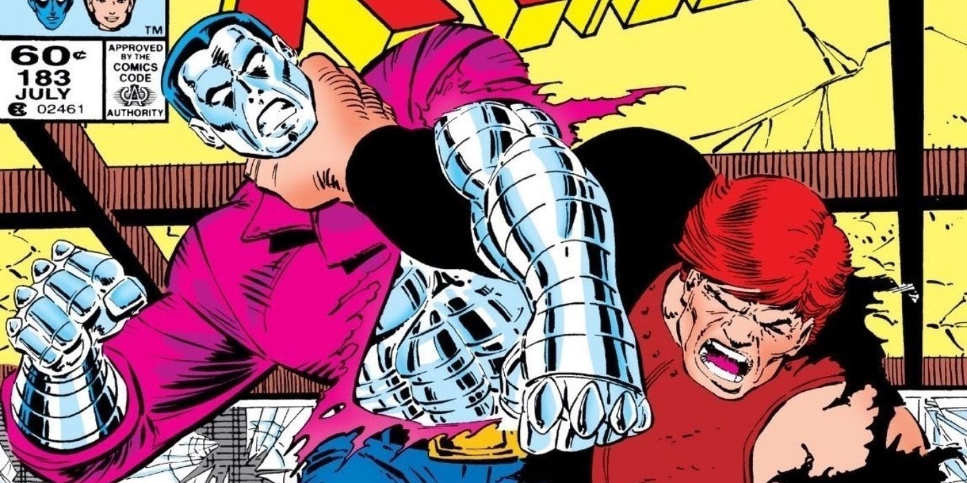 Colossus and Juggernaut wrestle each other in Marvel Comics