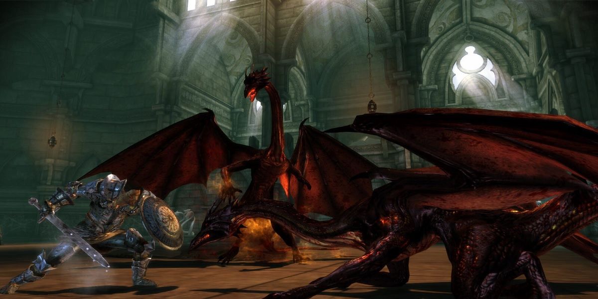 Player fights two dragons from Dragon Age: Origins - Awakening