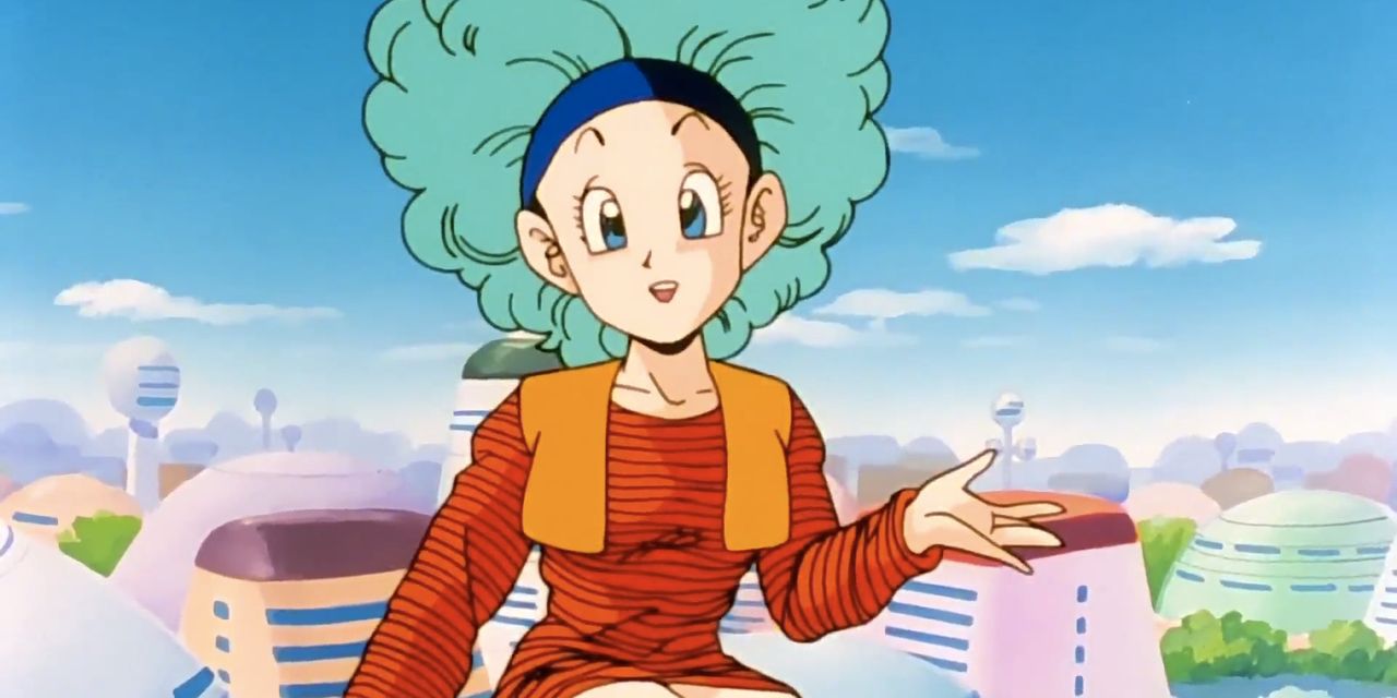 Bulma with big hair and vest in Dragon Ball Z