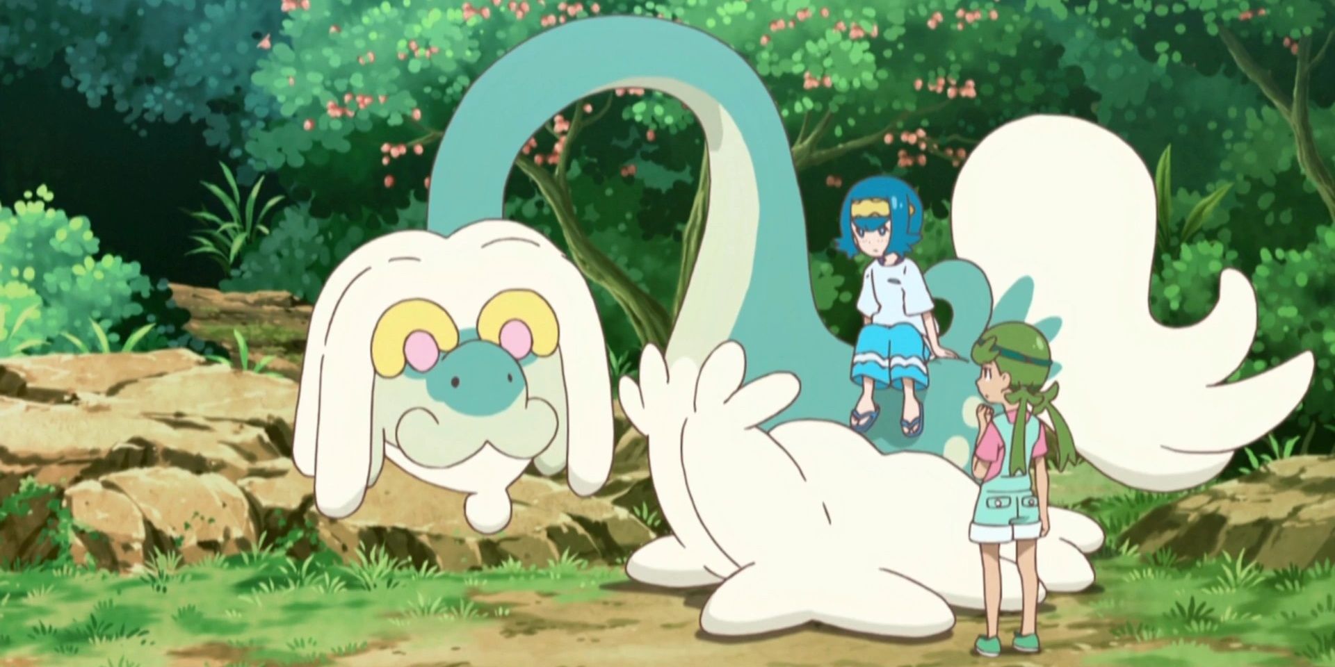 Drampa with Lana and Mallow in Pokemon Sun & Moon