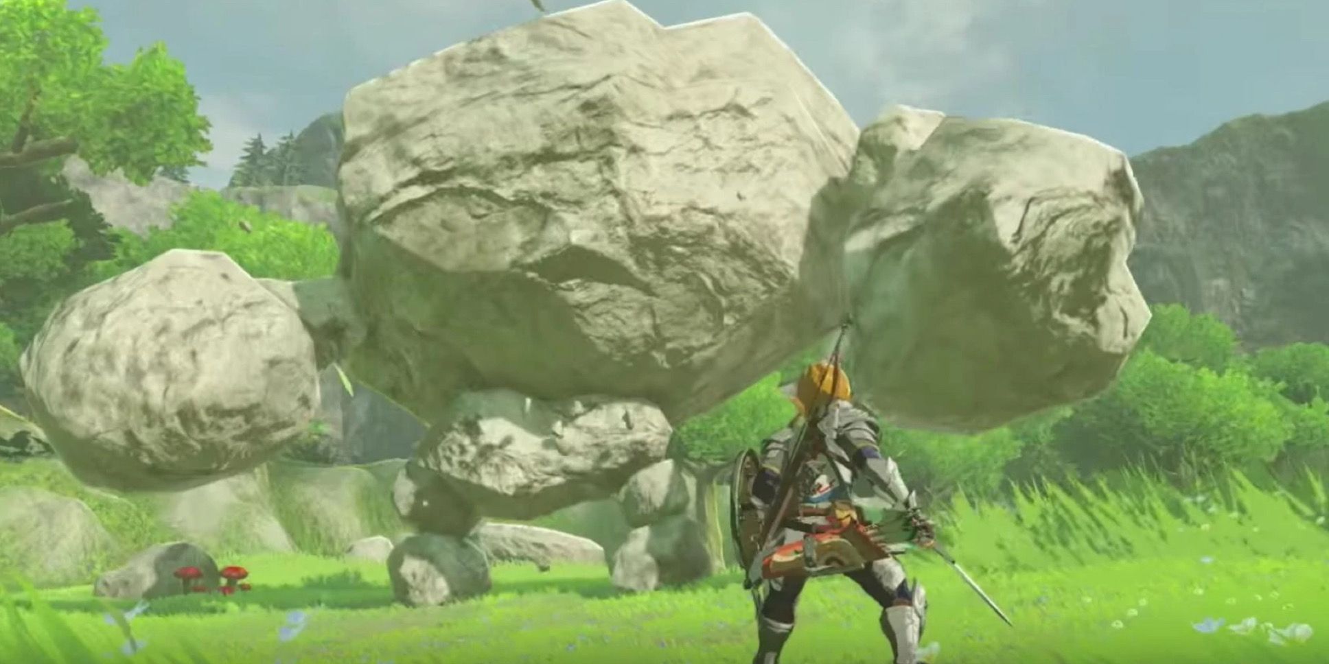 Link lutando contra um Talus em Breath of the Wild