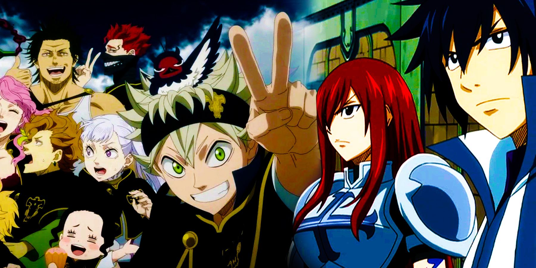 Black Clover's Black Bull Magic Knight Squad Alongside Fairy Tail's Erza Scarlet and Gray Fullbuster