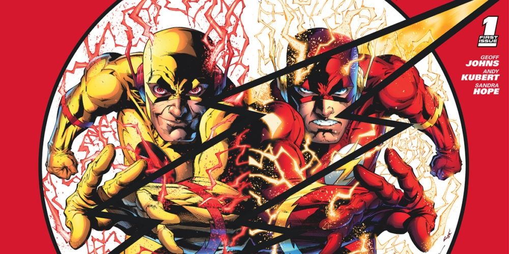 Flash and Reverse Flash running side by side from DC Comics