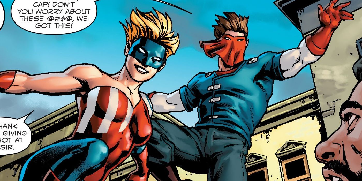 Free Spirit and Jack Flag dropping into action in Marvel Comics