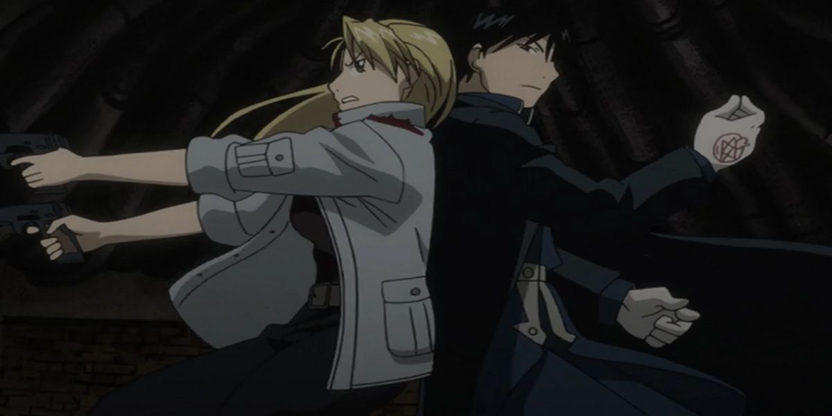 Roy fighting back-to-back with Riza, Fullmetal Alchemist Brotherhood