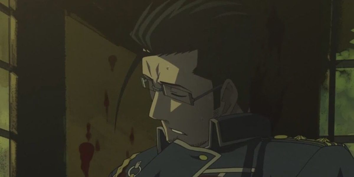 Maes Hughes gets executed in a phone booth in Fullmetal Alchemist: Brotherhood