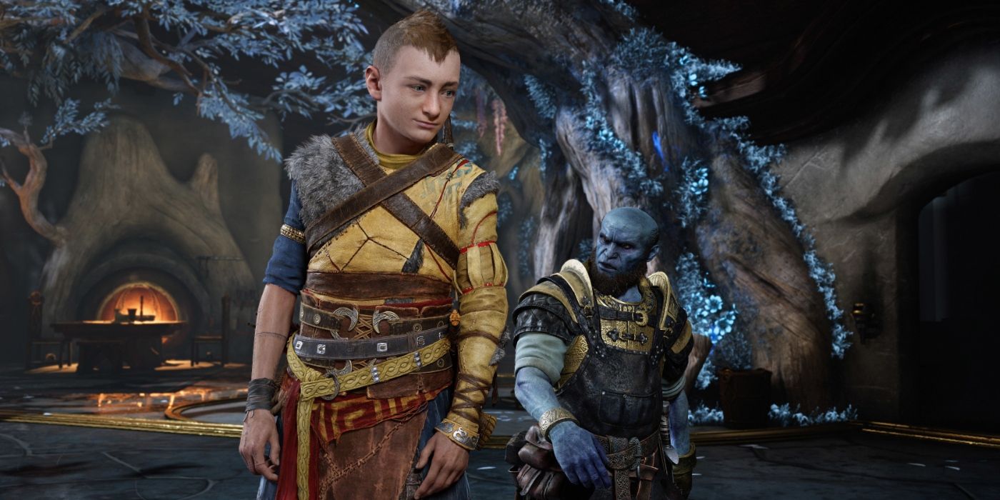 Atreus e Brok em God of War Ragnarok.