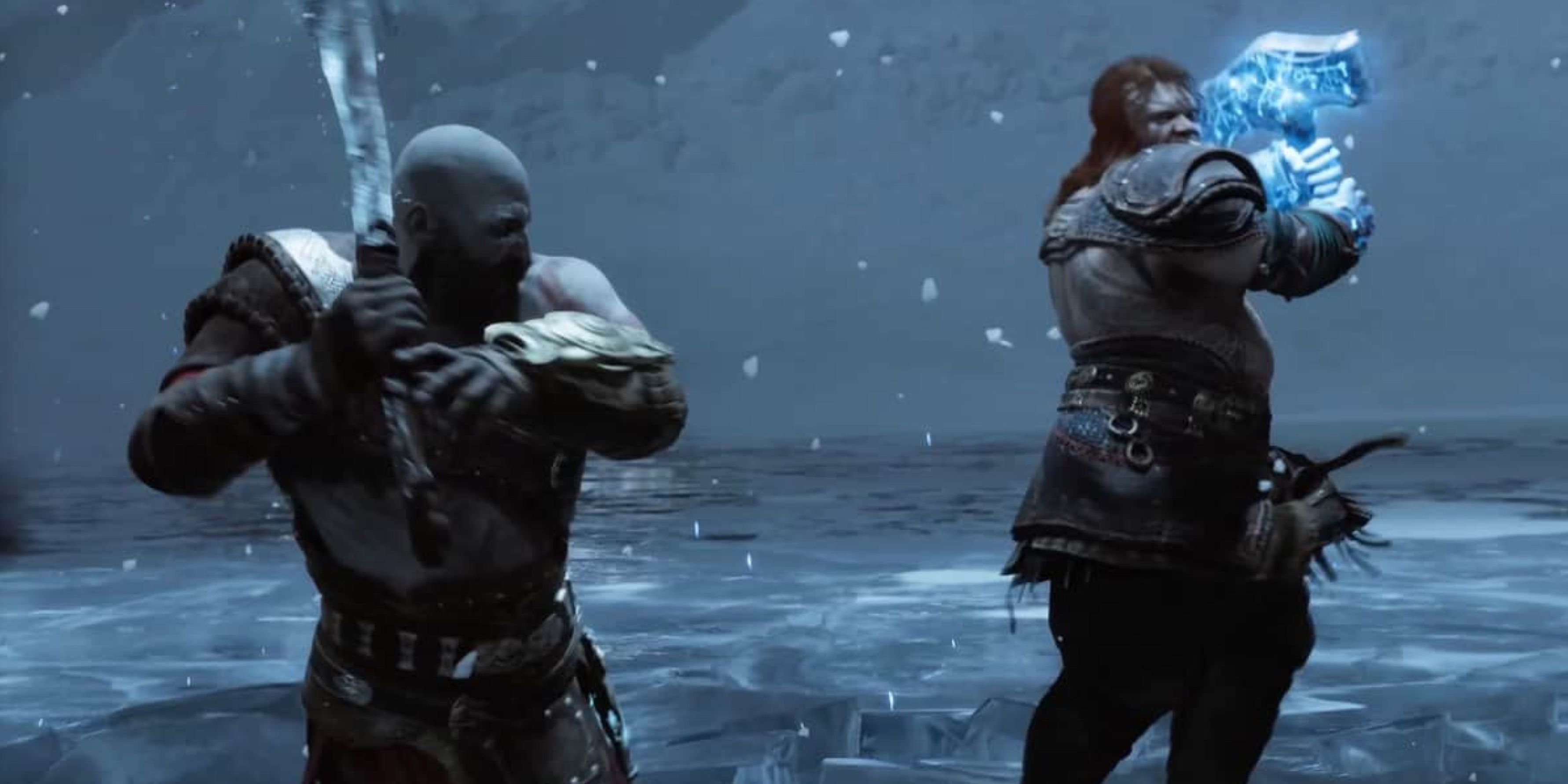 Kratos fighting Thor