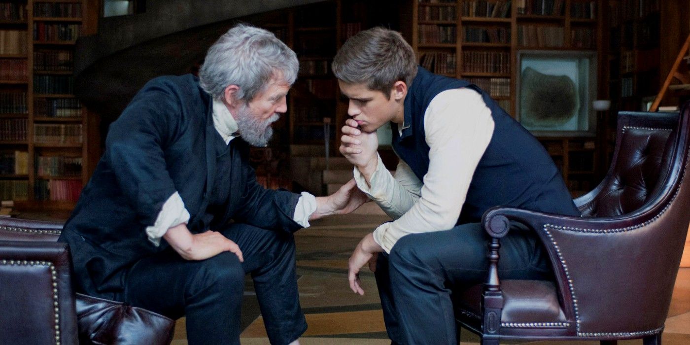 Jonas talking to The Giver in The Giver