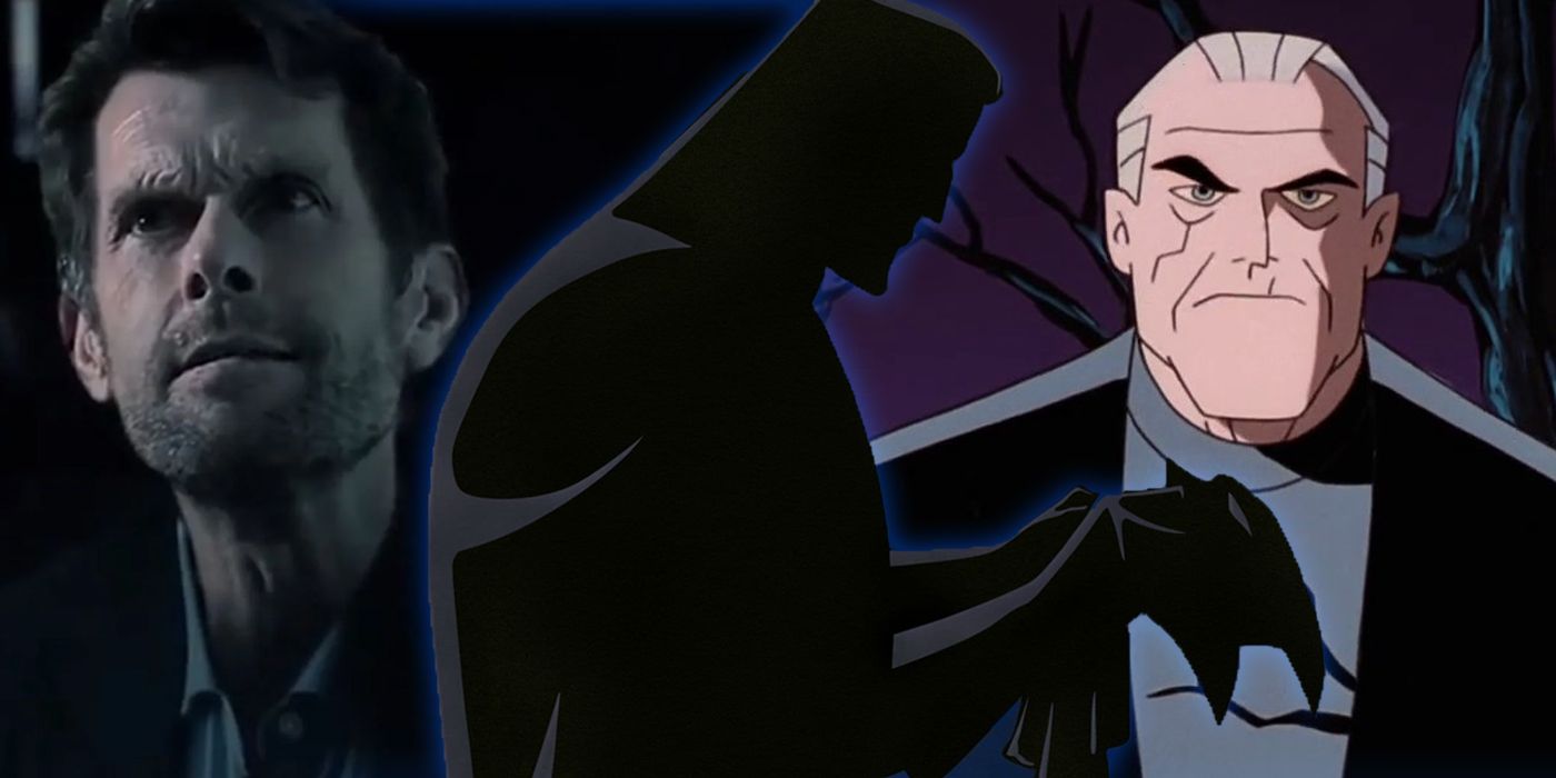 Mask of the Phantasm's Batman split image with Kevin Conroy from Crisis on Infinite Earths and Bruce Wayne from Batman Beyond